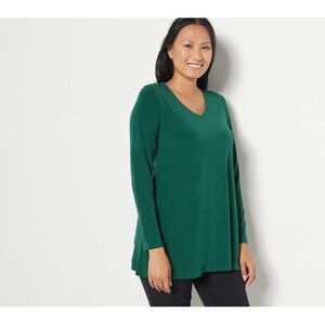 Susan Graver Women's Top Sz L Modern Essentials Regular Liquid Green A463114